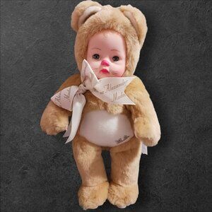 Madame Alexander Plush Bear Doll With Embroidered Details & Ribbon Bow "13"